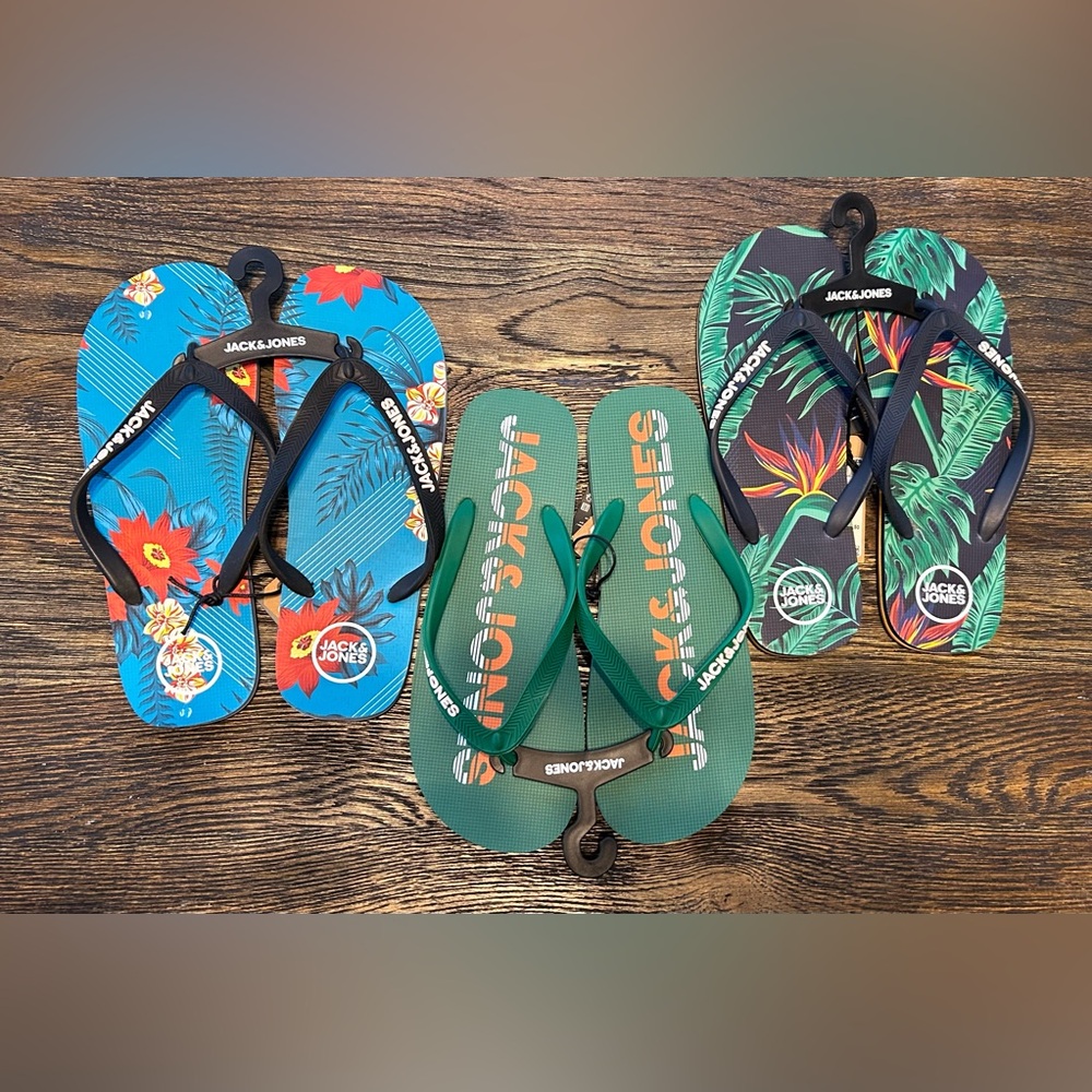 Set of 3 Jack & Jones Flip Flops Sandals size 11/12 - Picture 1 of 1